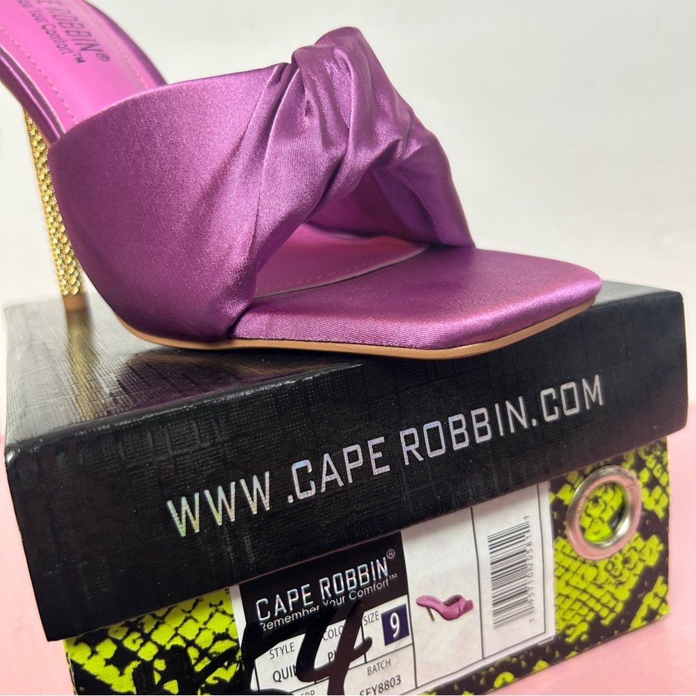 Cape Robbin Quin Square Toe High Heel Mules in Pink Satin NIB - Picture 5 of 7